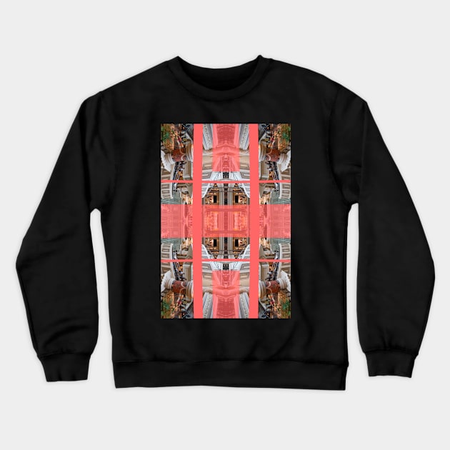 Living Coral Pantone Colour of the Year 2019 pattern decoration with neoclassical architecture Crewneck Sweatshirt by Reinvention